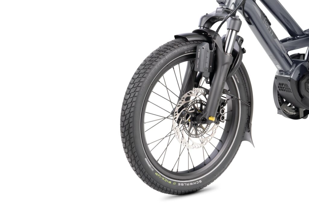 Bosch ABS unit on the fork of a Tern GSD Gen 3