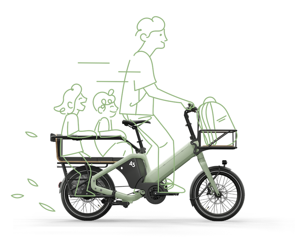 Illustration of a Bike43 Mid carrying two children