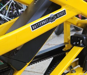 Gates belt drive on a yellow Tern GSD P00 at Butternut Bikes